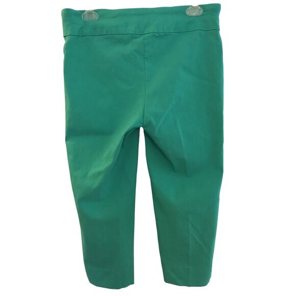 New Directions, Size 10, Green Capris Decorative Silver Zippers Seam Down Legs - Picture 2 of 5